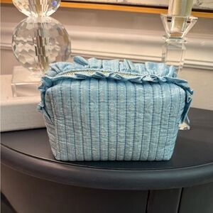 Anthropologie Quilted Ruffle Makeup Bag | Gold Zipper/New!
